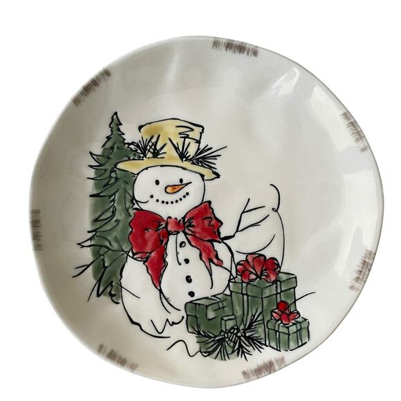 Grace Teaware Christmas SNOWMAN Porcelain Salad Plates 8.5in Set of 4 New - Picture 13 of 15